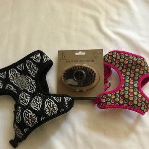 2 Small dog harnesses and Pet Brush